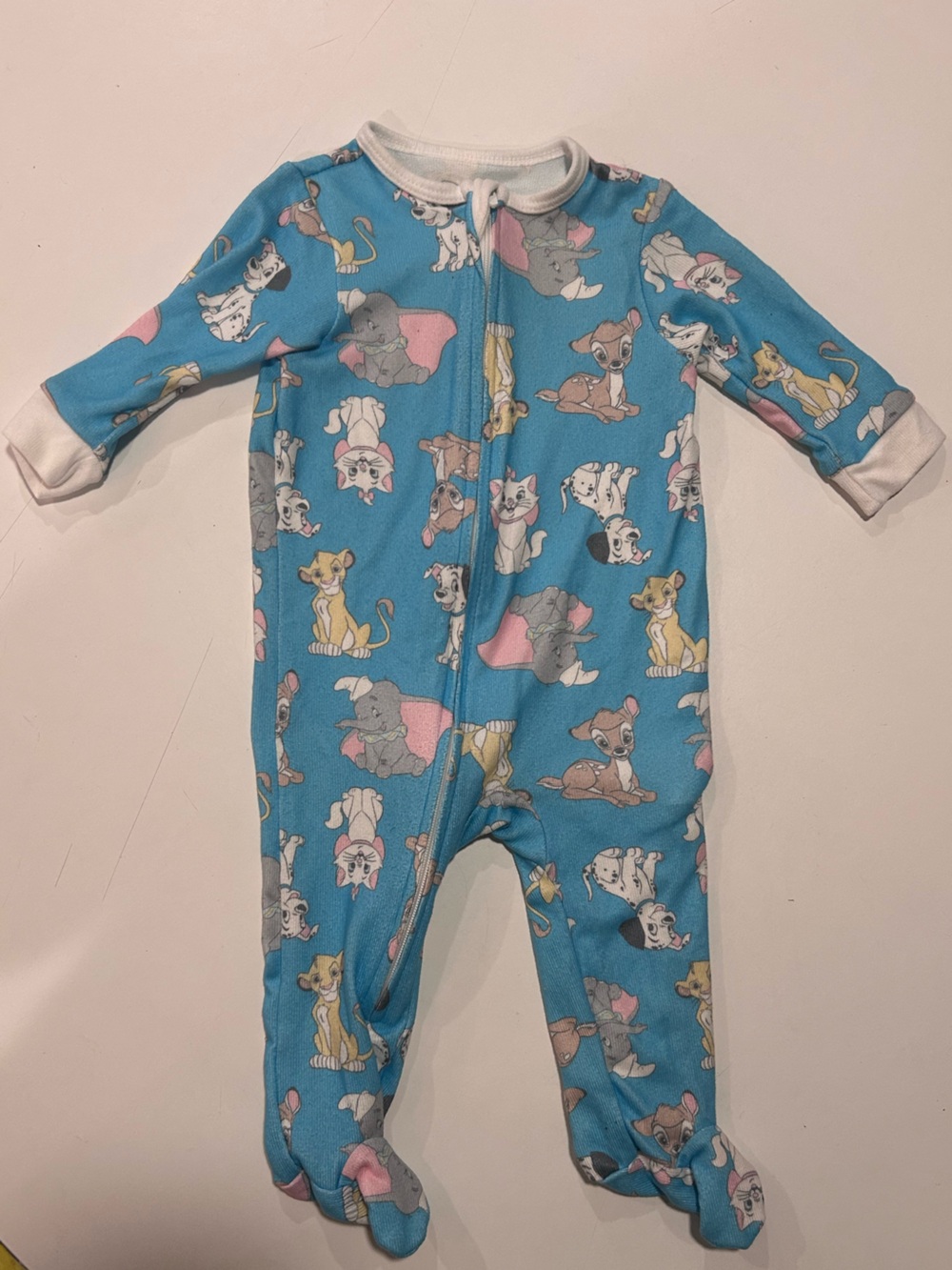 Disney Blue Animal Print One-Piece Footie Pajamas